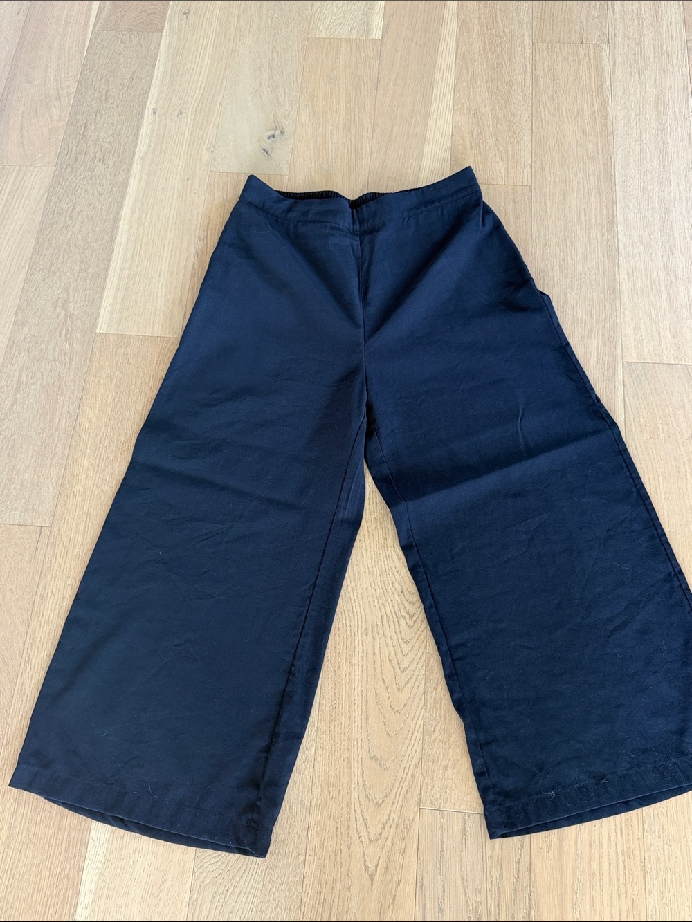 Mango Black Elastic Waist Wide-Leg Pants